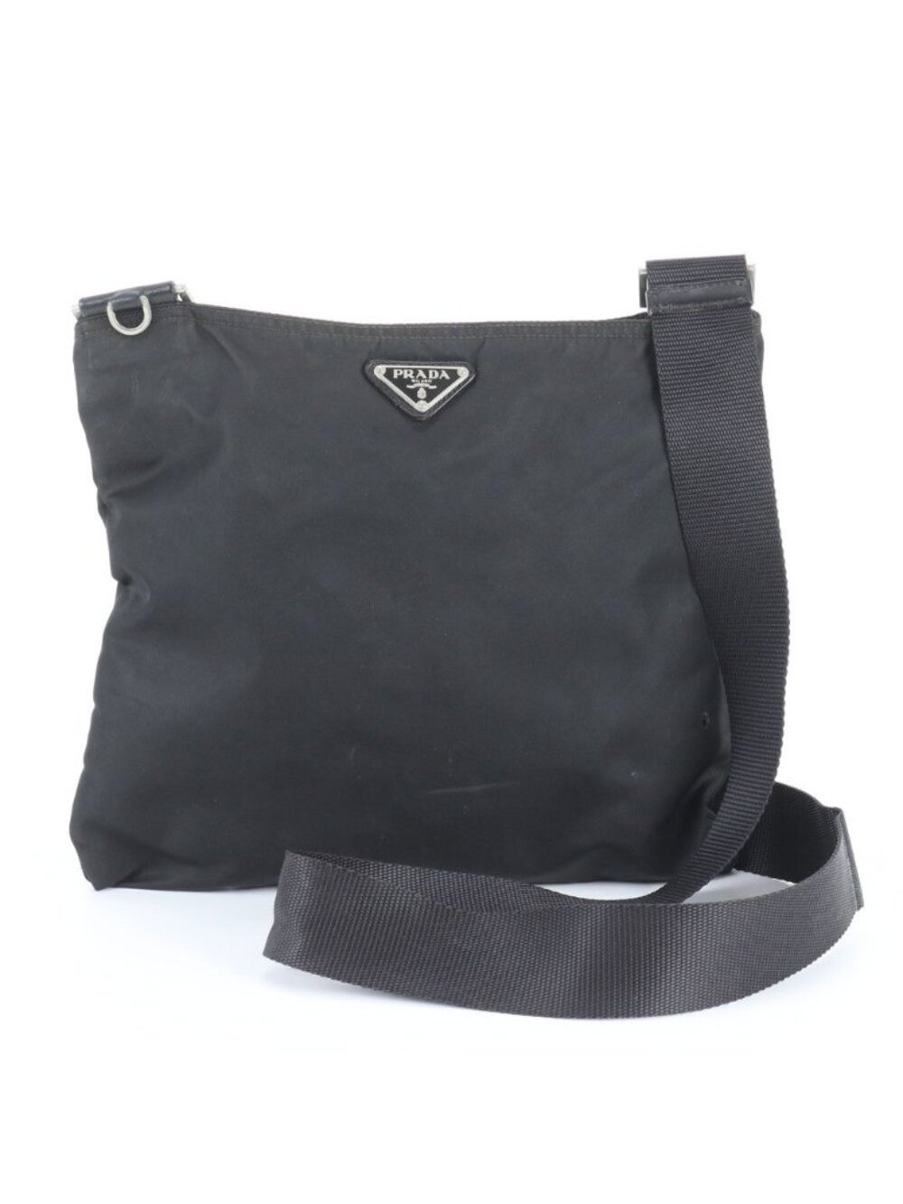 Prada Tessuto Nylon Leather Shoulder Bag Crossbody Messenger Black
